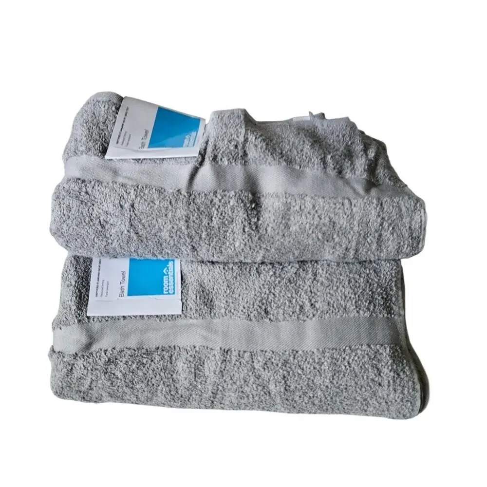 Room Essentials Bath Towels Set of 2 Gray Taupe OEKO-TEX Fade Resistant NWT